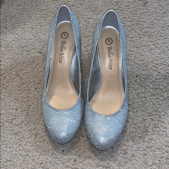 Sparkly Silver “Bella-Vita” High Heels - Picture 1 of 2